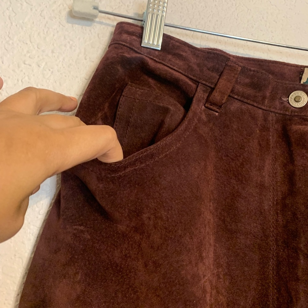 MARSH LANDING 80s Womens Size 12 Leather Burgundy Pants - Picture 4 of 10